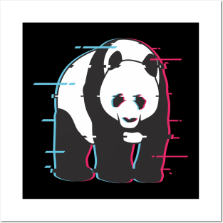 Panda : glitch art effect Posters and Art